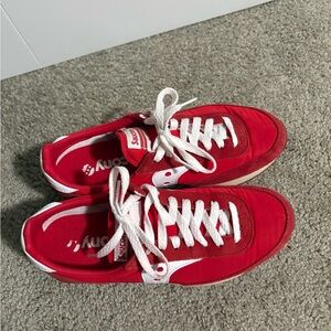 Saucony Red and White Athletic Shoes